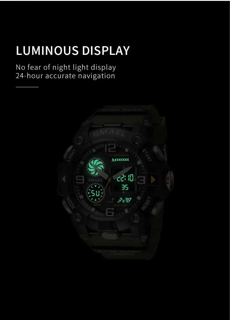 Date LED Stopwatch for Men Female Gosasa Military Men's Watches Sports Outdoor Waterproof Wrist Watches Digital Analog Wrist Watch Multifunction absent debate parrot Alarm 