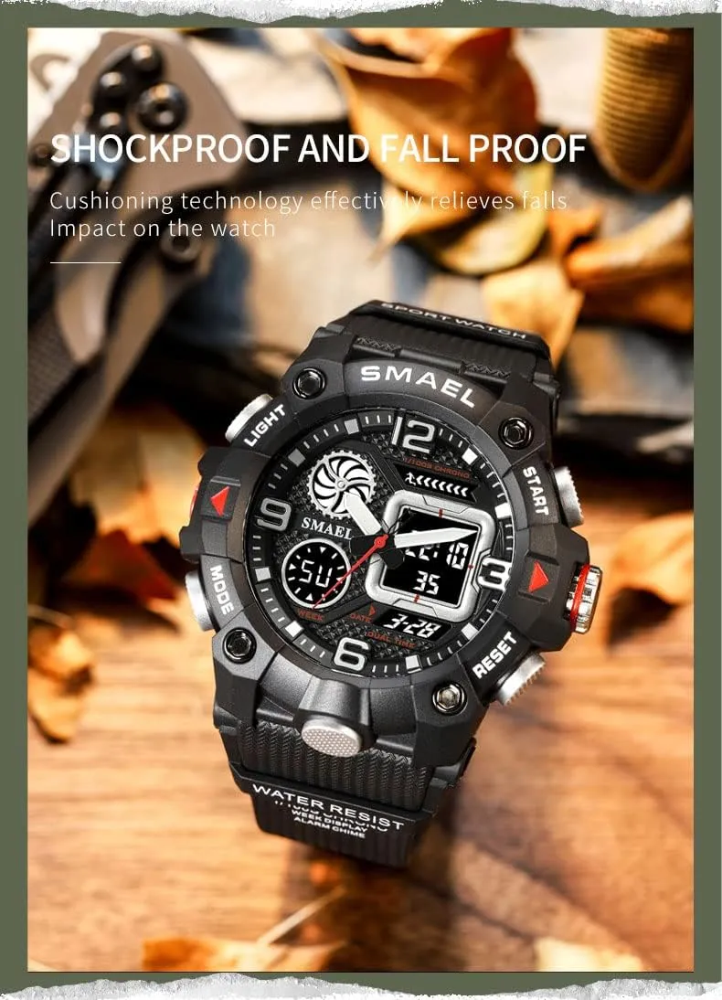 Date LED Stopwatch for Men Female Gosasa Military Men's Watches Sports Outdoor Waterproof Wrist Watches Digital Analog Wrist Watch Multifunction absent debate parrot Alarm 