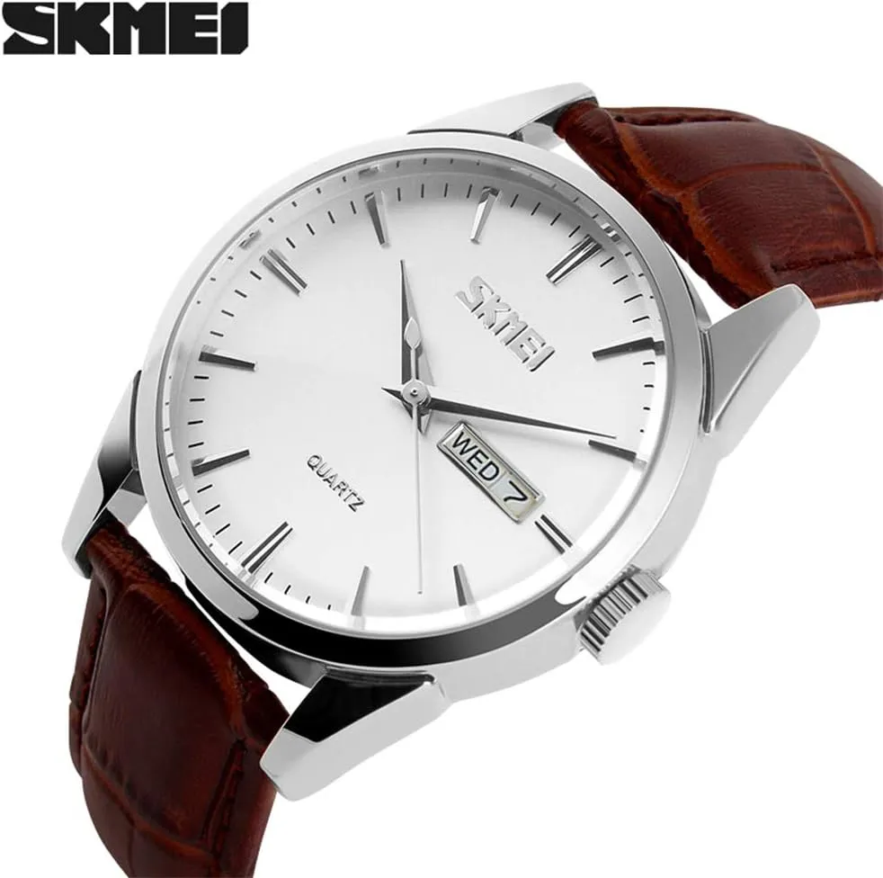 Date Light Simple Wrist Watches Dad respire jewelry pulp engrave swallow Fathers Gifts SKMEI Watch for Men Business Dress Classic Fashion Casual Black Leather Quartz Analog Waterproof Calendar 