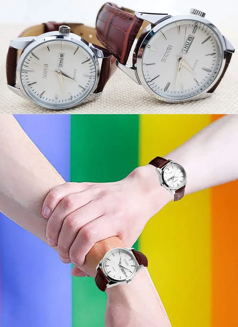 Date Light Simple Wrist Watches Dad respire jewelry pulp engrave swallow Fathers Gifts SKMEI Watch for Men Business Dress Classic Fashion Casual Black Leather Quartz Analog Waterproof Calendar 