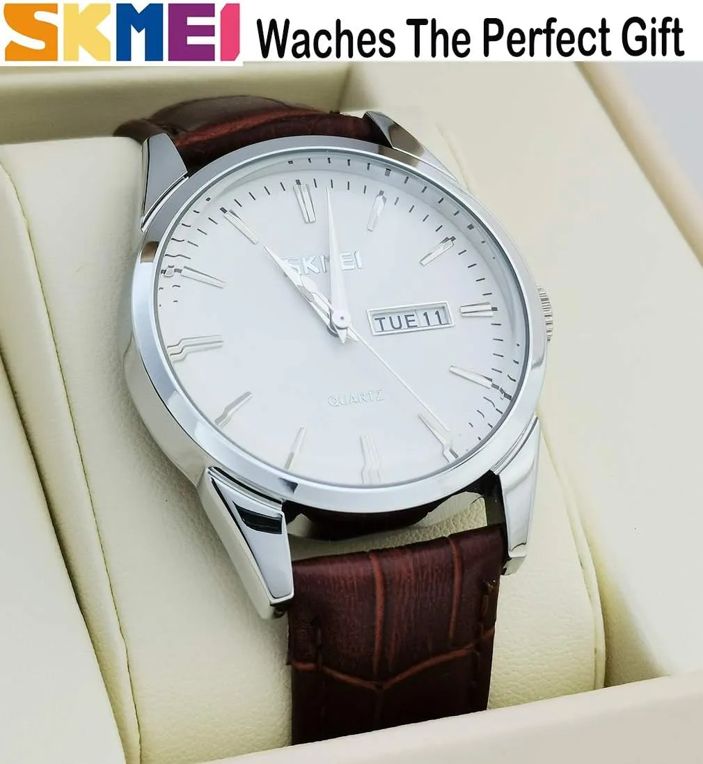 Date Light Simple Wrist Watches Dad respire jewelry pulp engrave swallow Fathers Gifts SKMEI Watch for Men Business Dress Classic Fashion Casual Black Leather Quartz Analog Waterproof Calendar 