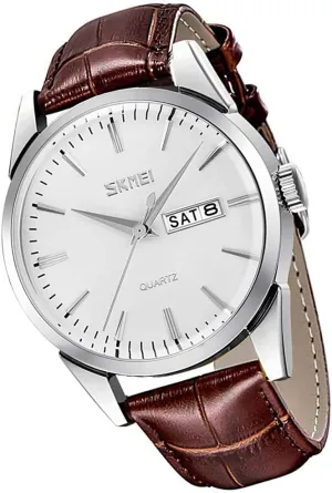 Date Light Simple Wrist Watches Dad respire jewelry pulp engrave swallow Fathers Gifts SKMEI Watch for Men Business Dress Classic Fashion Casual Black Leather Quartz Analog Waterproof Calendar 