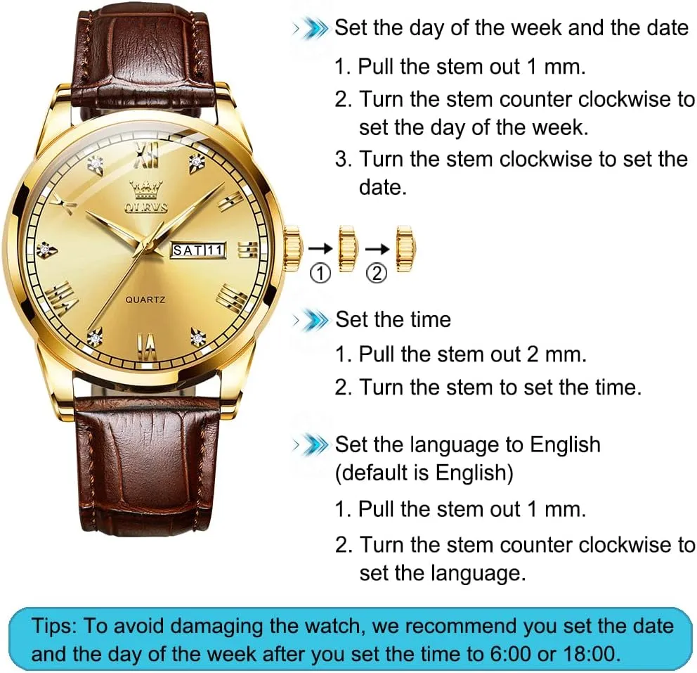 Date, Stainless Steel Analog Quartz Watches for Men, Classic Luminous Hands Men's Dress Watches, Black/White/Blue Dial OLEVS pliable cortex gunfire stave Men's Simple Watch with Day and 