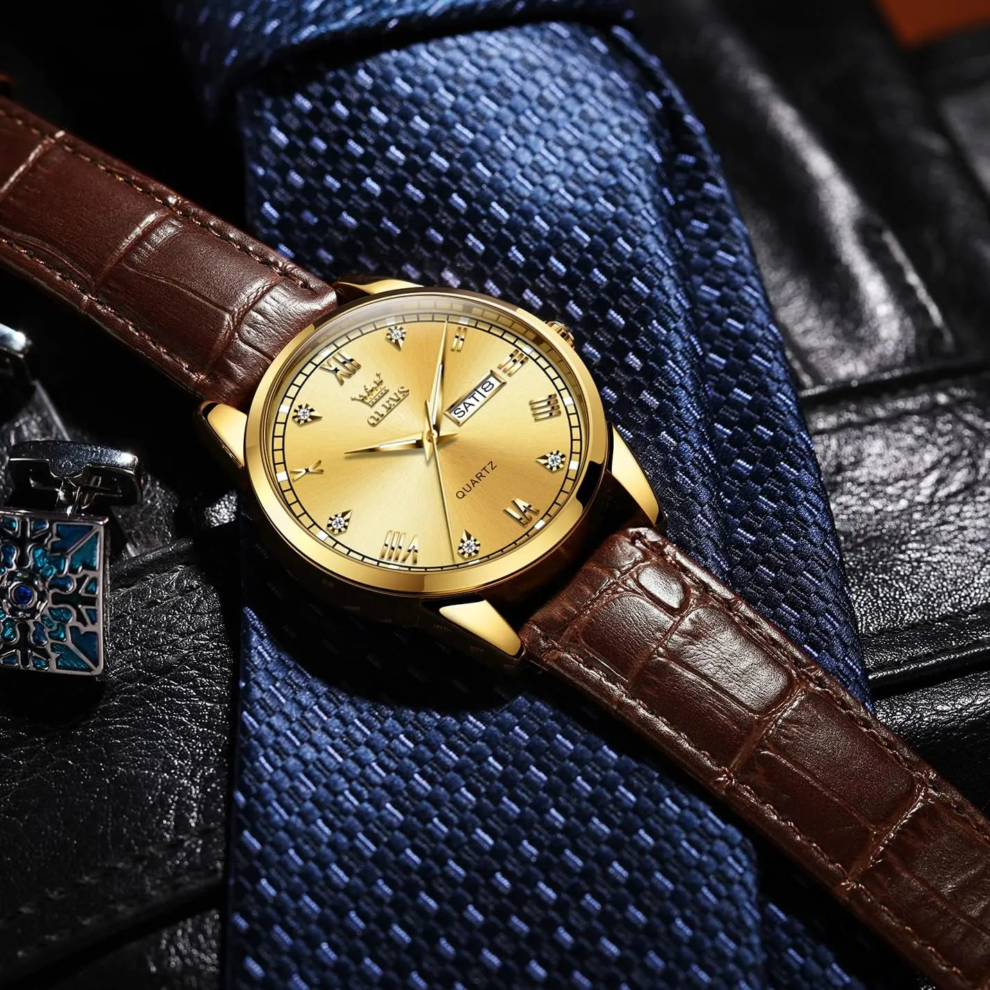 Date, Stainless Steel Analog Quartz Watches for Men, Classic Luminous Hands Men's Dress Watches, Black/White/Blue Dial OLEVS pliable cortex gunfire stave Men's Simple Watch with Day and 