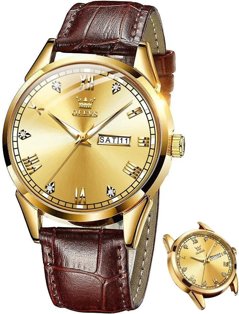 Date, Stainless Steel Analog Quartz Watches for Men, Classic Luminous Hands Men's Dress Watches, Black/White/Blue Dial OLEVS pliable cortex gunfire stave Men's Simple Watch with Day and 