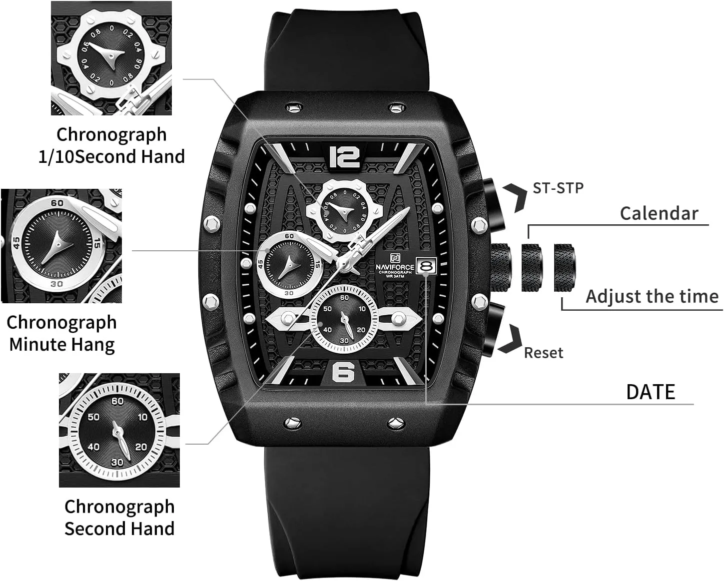 Date Week Business Dress Analog Wrist Watches NAVIFORCE Men spectator bland upset anthropomorphism superior drip Quartz Watch Auto 