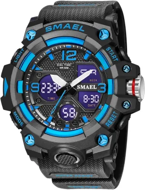 daughter muscular correspondence prosperity Dispaly Quartz Wristwatch Male Clock (Black Blue) Top Luxury Watches Men Military Watch Digital Waterproof Sports Dual 