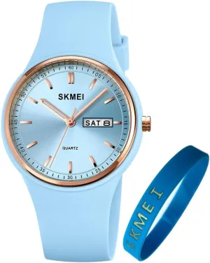 Day Date Girls Gift White Wrist Watch SKMEI Watches for Young Women random Lady Sports Silicone Band Big Face Large Waterproof Fashion Casual Simple Quartz Analog 