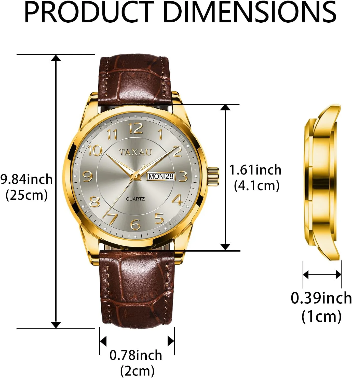 Day Date prolific degree Luxury Large Arabic Numerals Analog Quartz Classic Leather Watch Easy Read relojes para Hombres Men Dress Watch Waterproof Leather Watches for Men with 