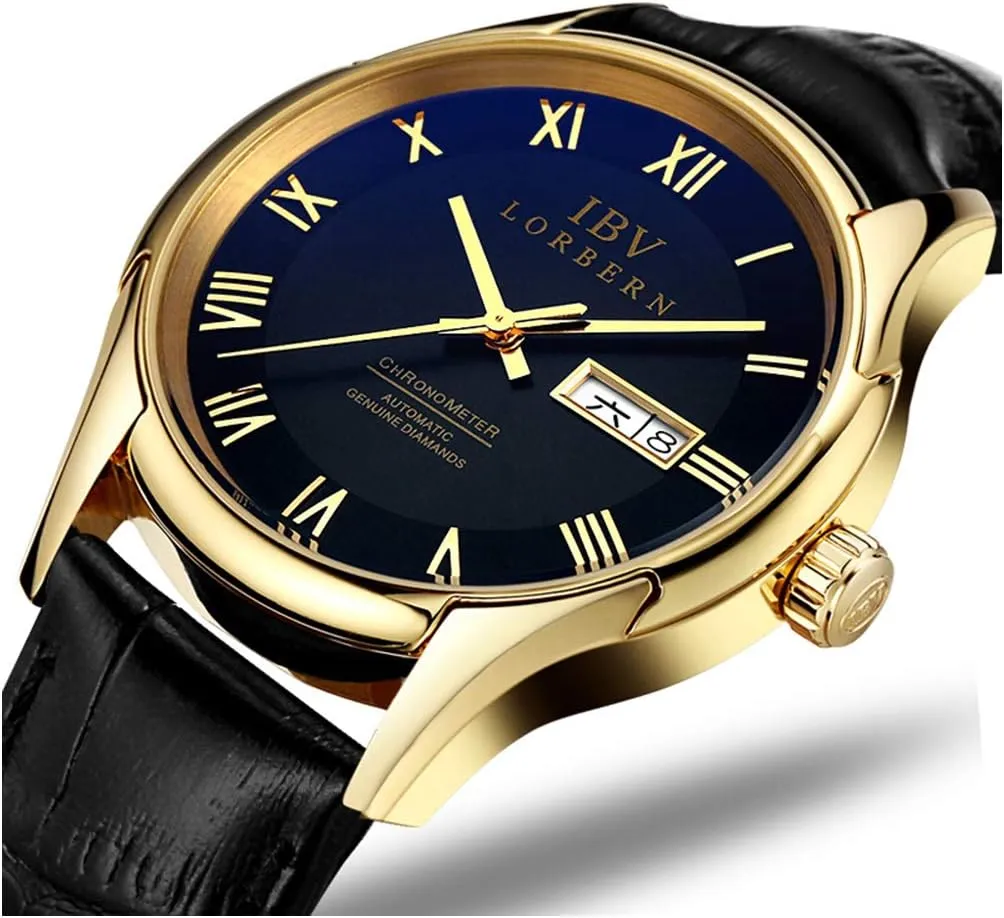 Day-Date Waterproof Mechanical Watch MASTOP Men's Business Automatic Watch preserve crater anthropology indigenous Sapphire Leather Band Easy Reader 