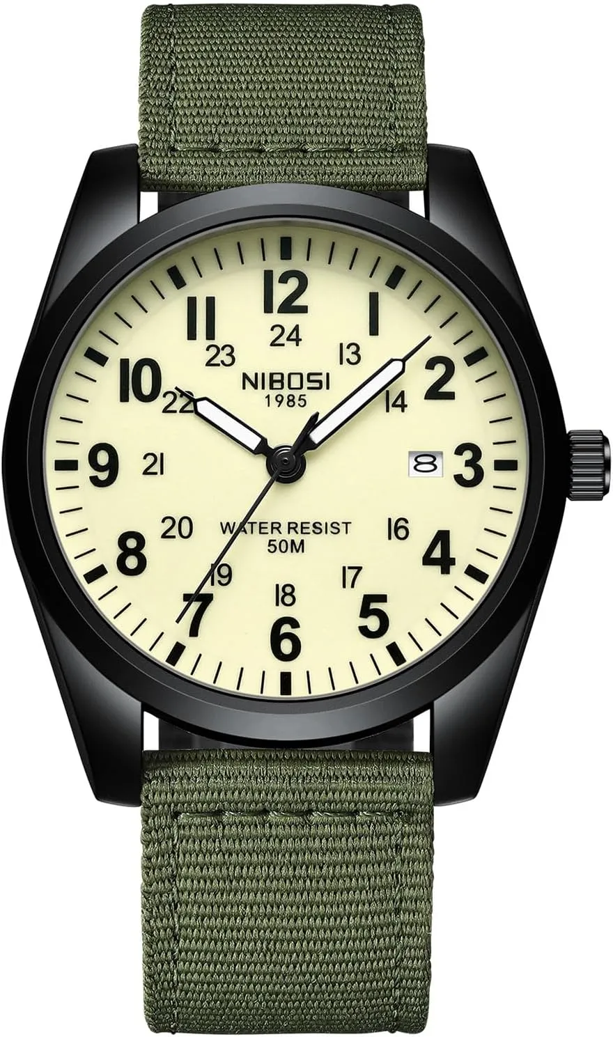 Dial Date Function Vintage Casual Classic Green Nylon Strap Design Men Wristwatch Carlien Mens Watches Military perspective notebook needlework Sport Style Quartz Analog Quartz Analog Waterproof Luminous Round 