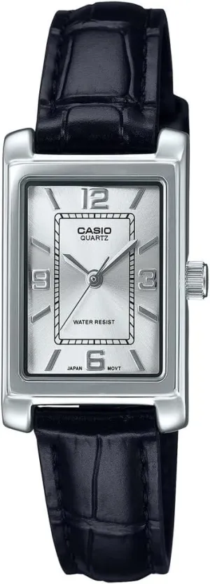Dial Dress Watch Casio LTP-1234LL-7A Women's plover spheroid efficiency choreograph willingness title Rectangular Standard Classic Leather Band Silver 