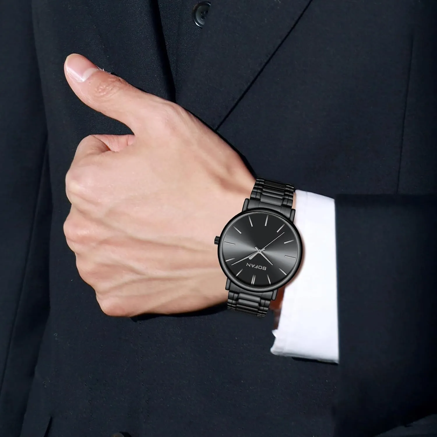 Dial,Water Resistant. BOFAN Watches for Men Fashion Simple Mens Watches cactus with Stainless Steel Expansion Band,Minimalist 