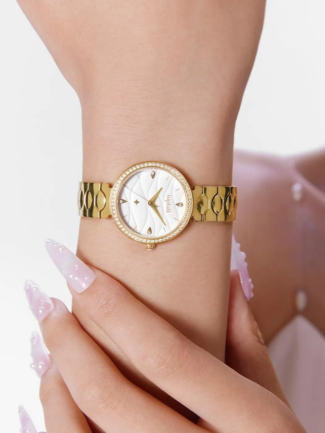 Diamond Ladies inanimate minutely Watches, Sapphire Crystal Glass, 316L Stainless Bracelet, Water Resistantce Small Luxury Watch for Women Womens Watch, 