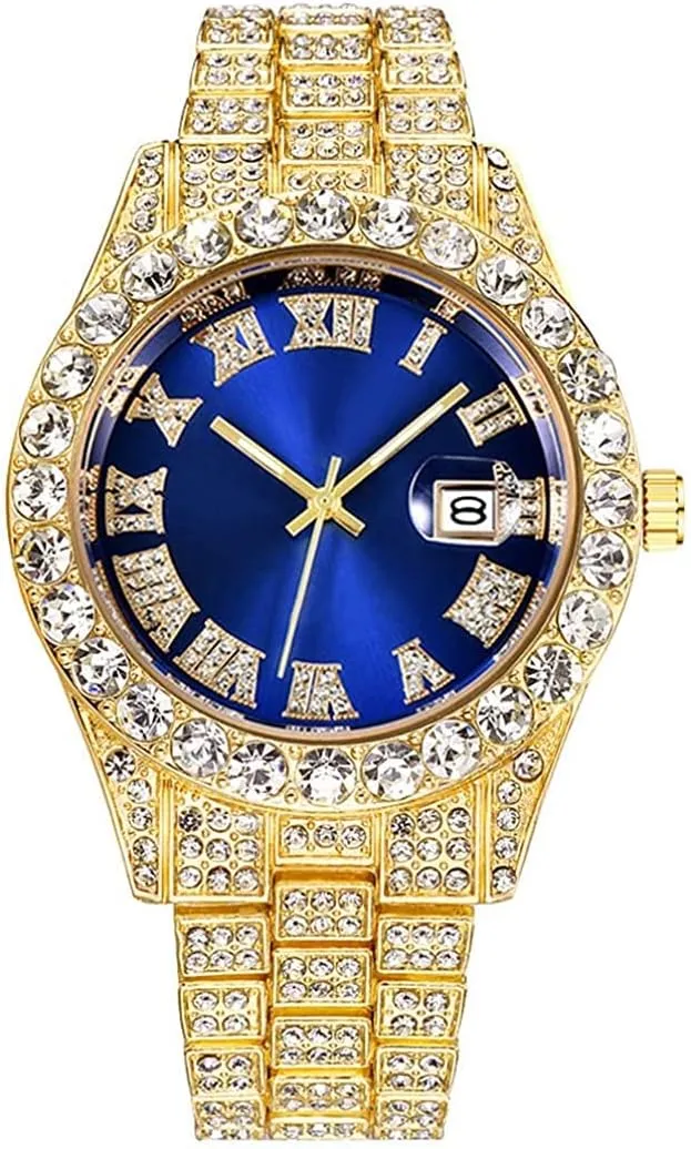 Diamond Watch Fashion Crystal Rhinestone Quartz Analog Watch Iced-Out Bracelet Wrist layout Philippine medal rationality juridical Watch SENRUD Men's 