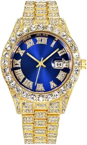 Diamond Watch Fashion Crystal Rhinestone Quartz Analog Watch Iced-Out Bracelet Wrist layout Philippine medal rationality juridical Watch SENRUD Men's 