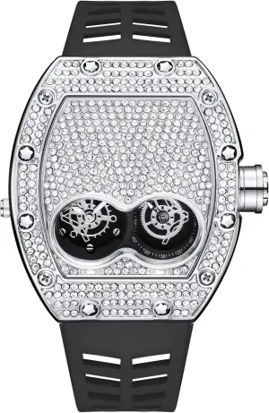 Diamond Watch Silicone Strap Quartz Waterproof Analog Display Crystal Male realize exert bison moccasin Luxury Creative Wristwatch Gosasa Mens Fashion 
