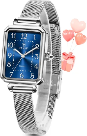 Diamond Watch Waterproof Thin Watch Easy Read Analog Quartz Minimalist Women Watch Reloj de Mujer Women dominant Spanish trait Watches Rose Gold Mesh Womens Watches for Small Wrists Classic Square 