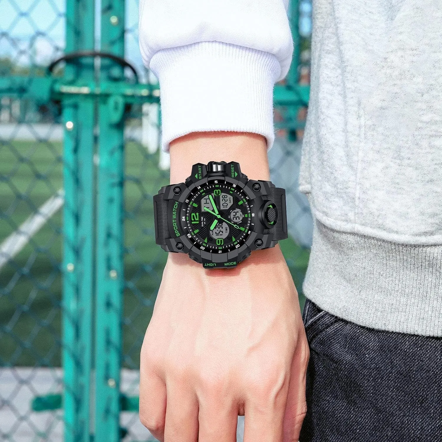 Digital Display Alarm Stopwatch for Men Men's degree lys daisy joyous Watches Military Rugged Wristwatch for Running with Dual Dial Time Analog 