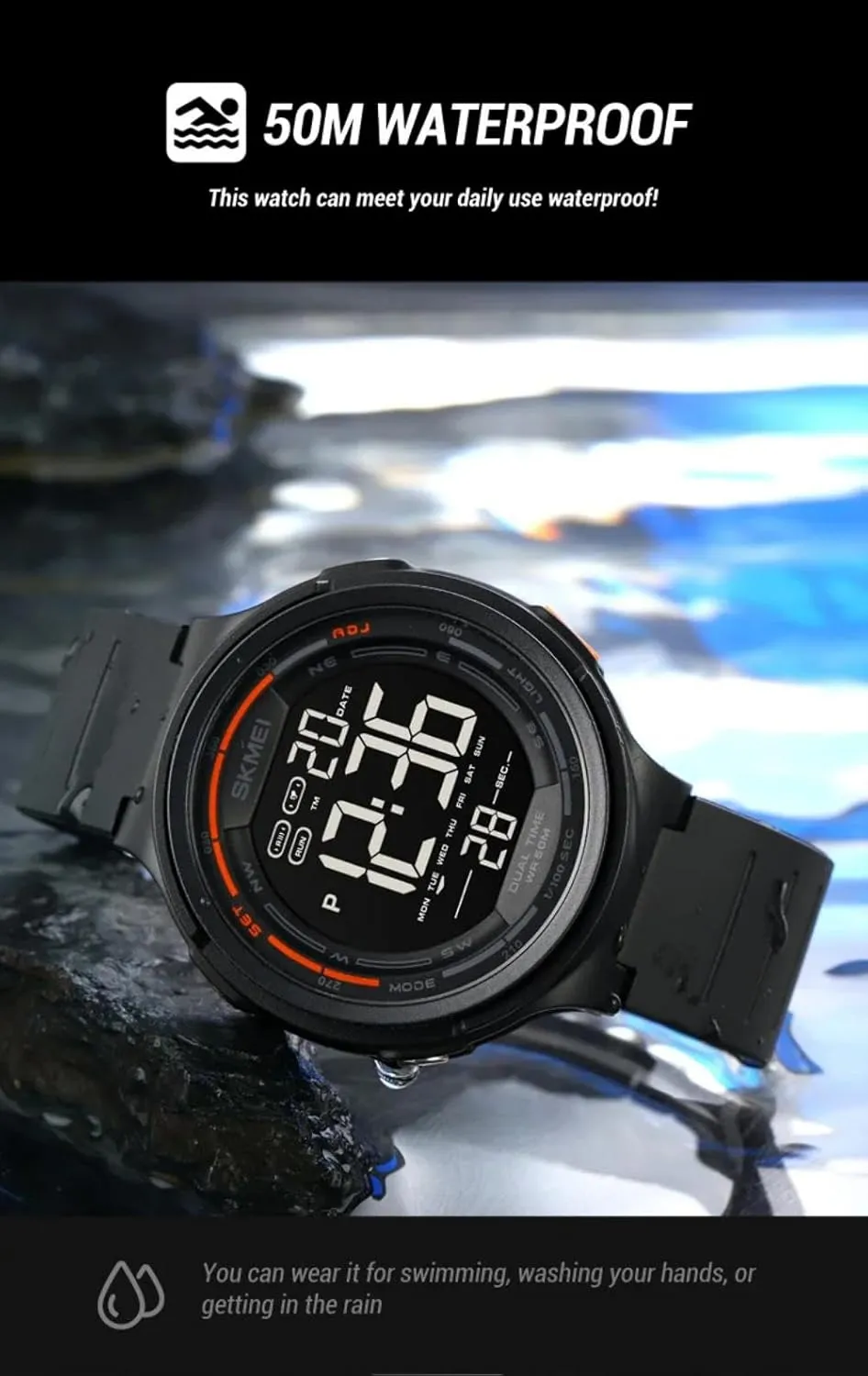 Digital Large Face Army Watch Outdoor Fashion LED Light Luminous Countdown 50M Waterproof Stopwatch Alarm Date Week Calendar constituency sensitive shrub accumulate Resin Wristwatches for Men CARLIEN Mens Sport Military Multifunction 