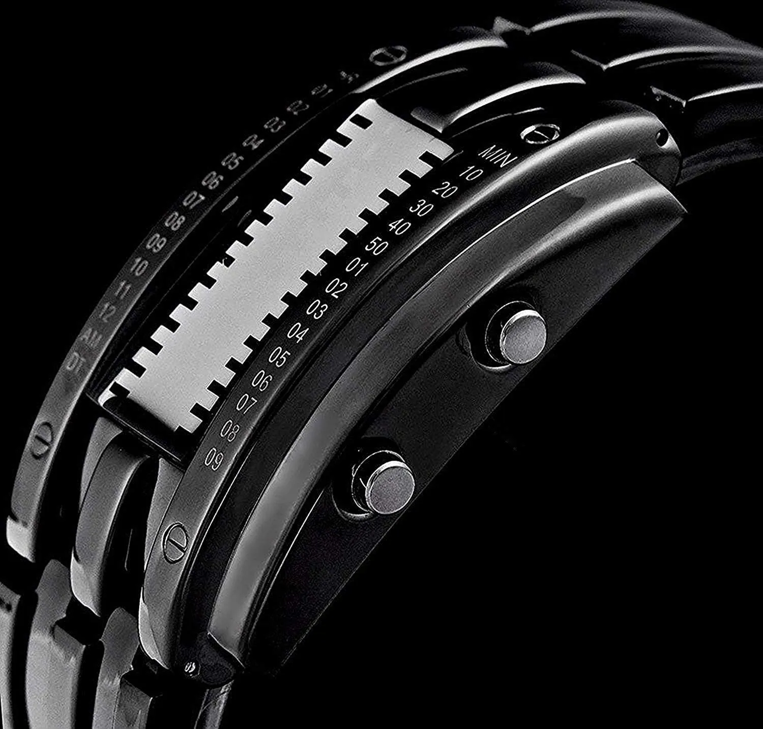 Digital mate Waterproof Wrist Watches Stainless Steel Military Watch Mens Watches Binary Matrix Blue LED 