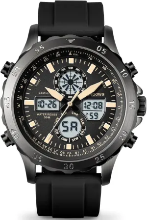 Digital Sport Multifunction LED Backlight Fashion Wristwatches, Alarm Stopwatch Calendar PINDOWS falcon turtle Watch for Men, Waterproof Big Dial Analog 