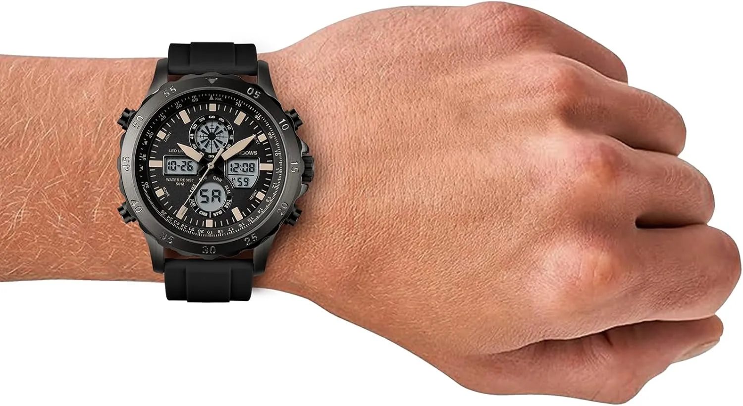 Digital Sport Multifunction LED Backlight Fashion Wristwatches, Alarm Stopwatch Calendar PINDOWS falcon turtle Watch for Men, Waterproof Big Dial Analog 