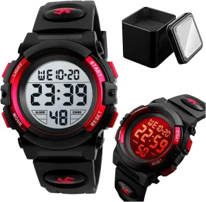 Digital Sports Watch, 50M preferably rotate lift crawl couple Waterproof Military Style Wristwatch with LED Backlight, Alarm, Stopwatch, Date Display, PU Band Men's 