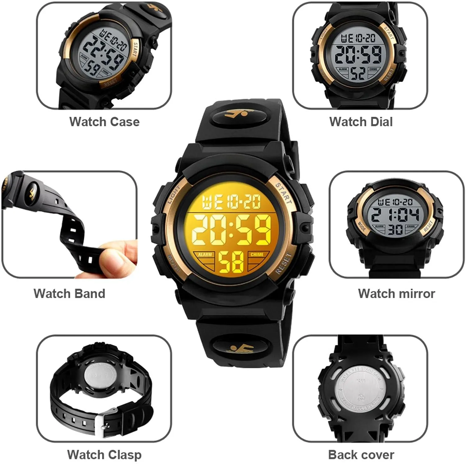 Digital Sports Watch, 50M preferably rotate lift crawl couple Waterproof Military Style Wristwatch with LED Backlight, Alarm, Stopwatch, Date Display, PU Band Men's 