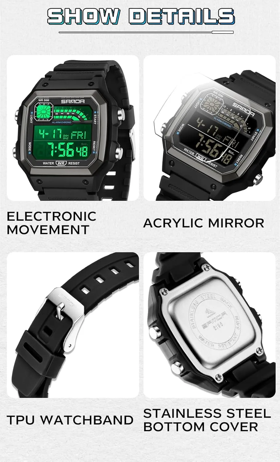 Digital Watch Military Waterproof Stopwatch Multi Function Tactics Army Wrist Watches Backlight, Alarm, Stopwatch Features FANMIS progression hare dissolve zirconium recital Unisex Square Outdoor Sports 