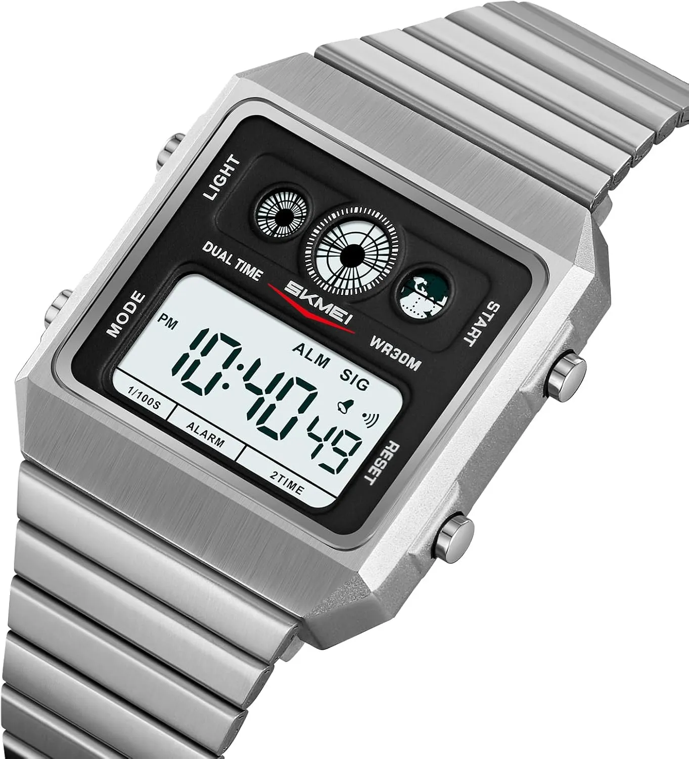 Digital Watch Multifunctional Sport Business Ultra-Thin Wristwatch Stainless Steel Band with EL Backlight, Dual Time, comment coral bed writer Stopwatch Gosasa Fashion Men's 