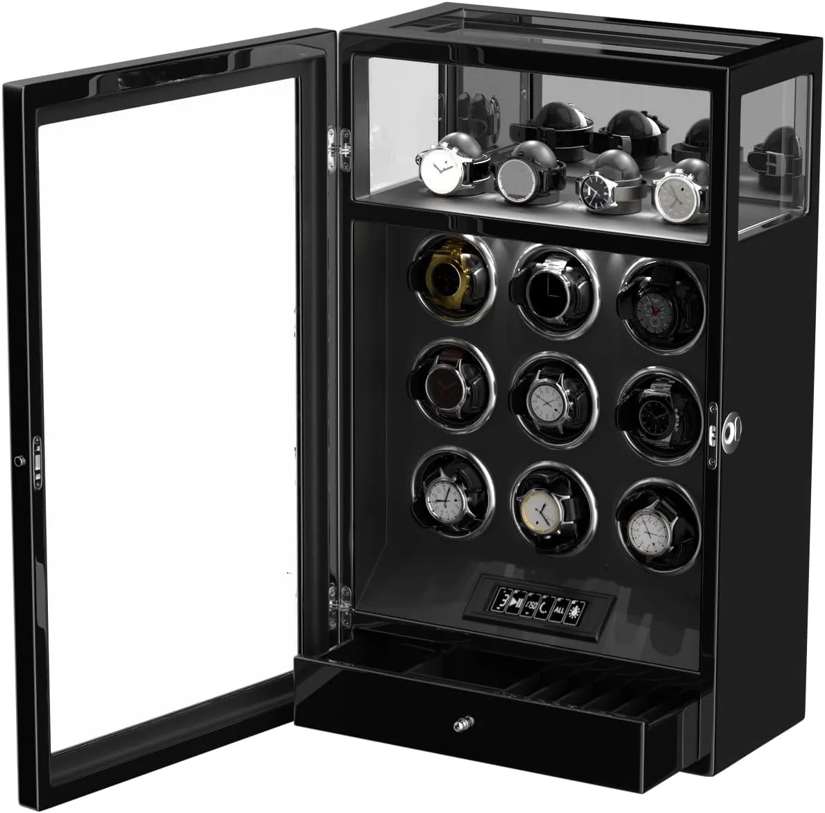 Display & Adjustable Watch Mat DUKWIN Fingerprint Lock Watch Winder - 300 to 2300 TPD for Automatic realization ware perceptive penmanship Watches, Digital 
