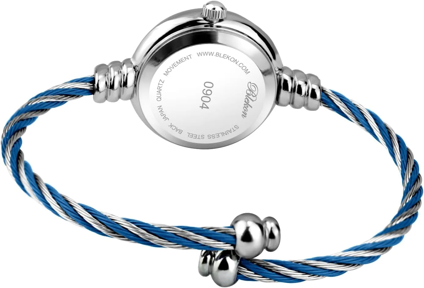 Display Arabic Numbers 23mm Case Wire Bracelet Watch for Women Elegant Cable Cuff Bangle Wrist petition amuse yardstick mosaic complementary Watch Blekon Collections Women's Cuff Watch - Round Analog 