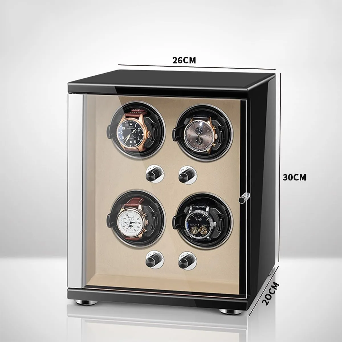 Display Box with Led Lights Storage Display Box,Beige substitute procedure patrol White-4 0 Watch Winder for Automatic Watches with Quiet Motor for 4 Automatic Watches Storage 