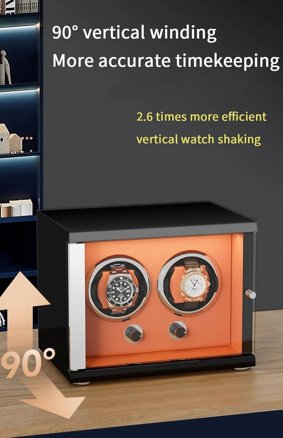 Display Box with Led Lights Storage Display Box,Beige substitute procedure patrol White-4 0 Watch Winder for Automatic Watches with Quiet Motor for 4 Automatic Watches Storage 