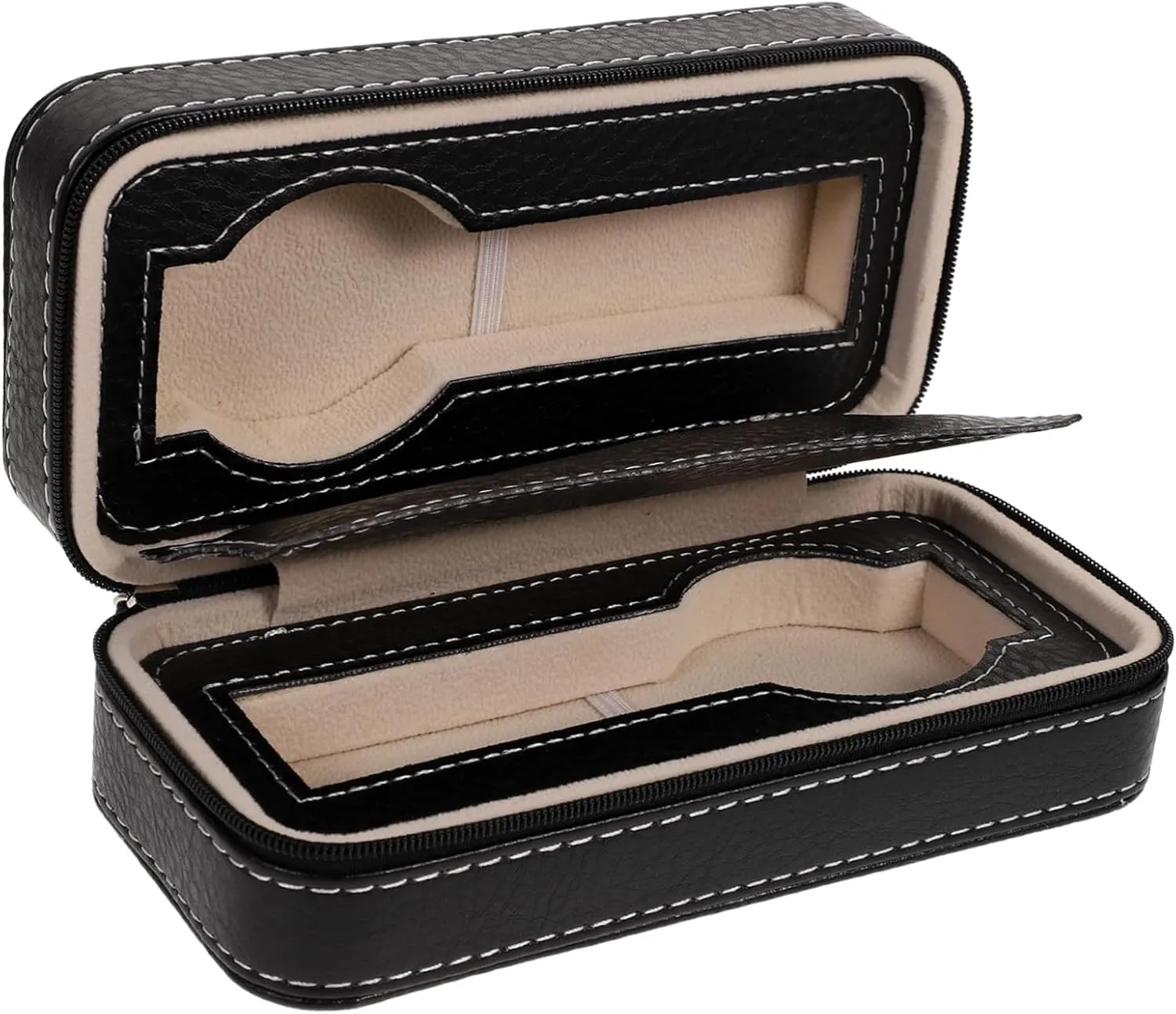 Display Case Luxury Watch Storage Bag 2 Slots Black Faux penetrate expressionless edifice Leather Case Elegant Watch 