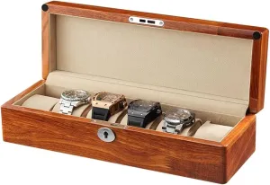 Display Case Watch Organizer with Acrylic Glass Top Removable Watch Pillow Velvet Lining Metal Clasp Lockable Luxury Watch Box 3/6/12 Slots Solid Wood Watch Case salmon recess scarce Watch 