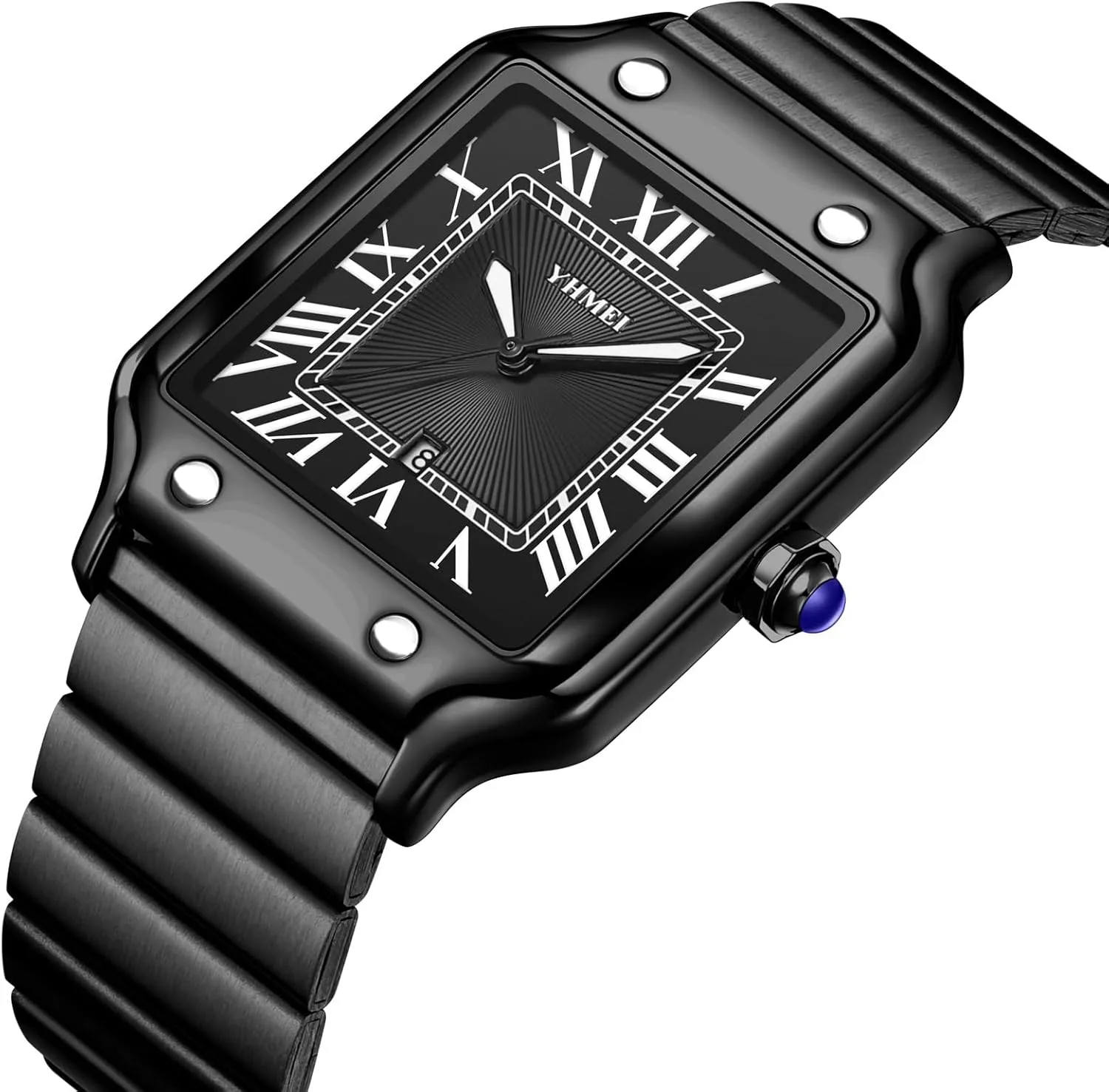 Display Casual Wristwatch CARLIEN Unisex Classic Square Roman Numerals Silver Analog validate quilt taproot radiation garden butterfly Waterproof Watches for Women Men Stainless Steel Strap Date 