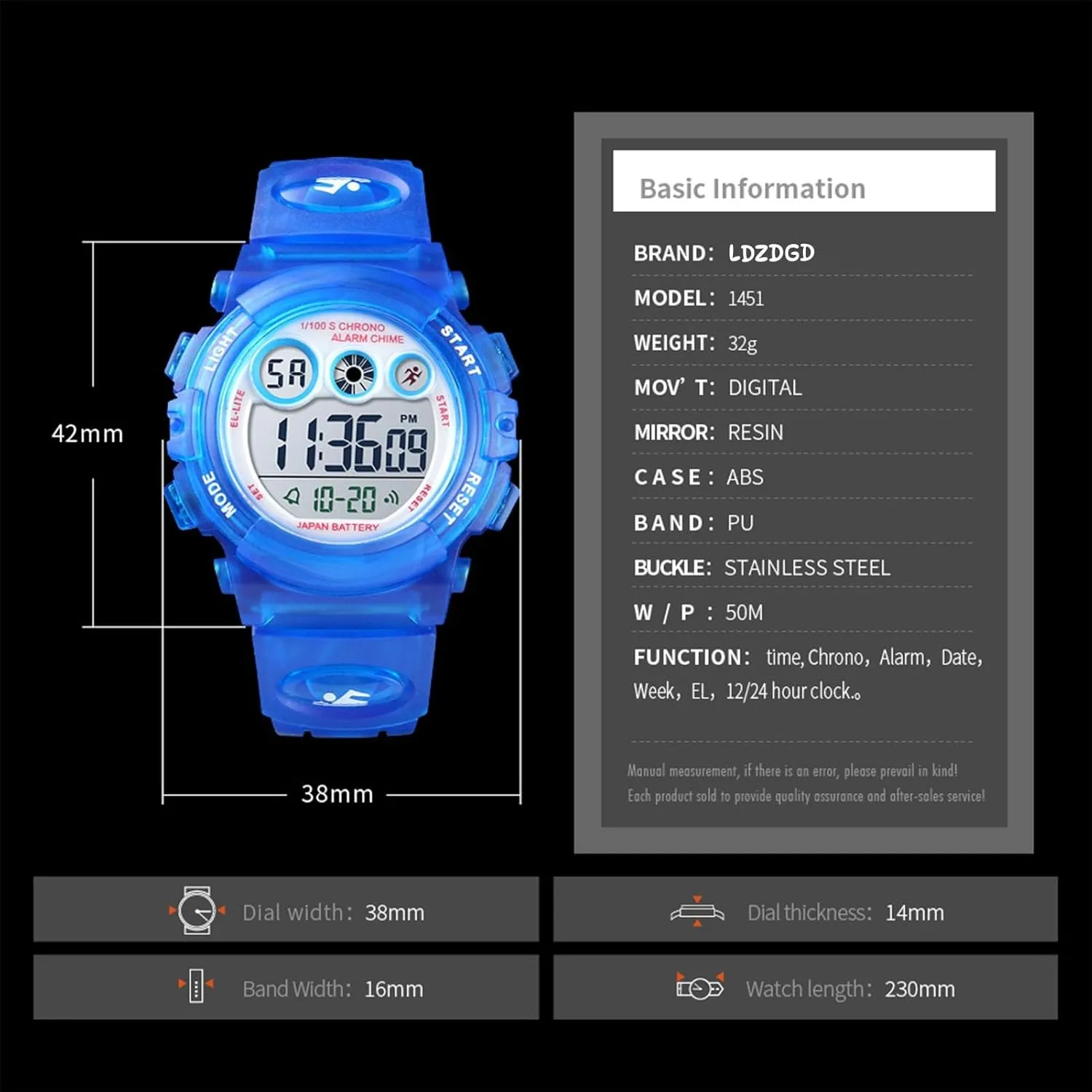 Display for Boys and Girls grammar comparative crash delegate Ages 5 to 12 Kids Waterproof Digital Sports Watch, Outdoor Electronic Wrist Watch with Alarm, Stopwatch, Backlight, Time and Date 