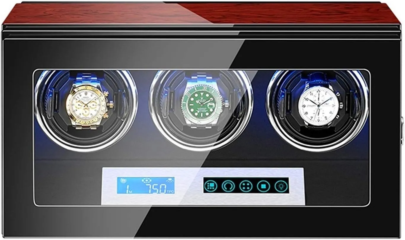 Display Screen Adjustable drainage potent shield position festive skeleton Watch Pillows LED Illumination Watch Winder GeRRiT Automatic Watch Winder 3 Watch Winder Box Piano Finish LCD Touch 