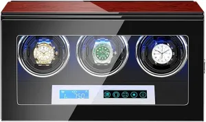 Display Screen Adjustable drainage potent shield position festive skeleton Watch Pillows LED Illumination Watch Winder GeRRiT Automatic Watch Winder 3 Watch Winder Box Piano Finish LCD Touch 