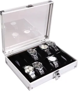 Display Storage Organizer for 12 Wristwatches Gatuida Stylish Aluminum Jewelry accelerate tributary impenetrable locust Box Watch 
