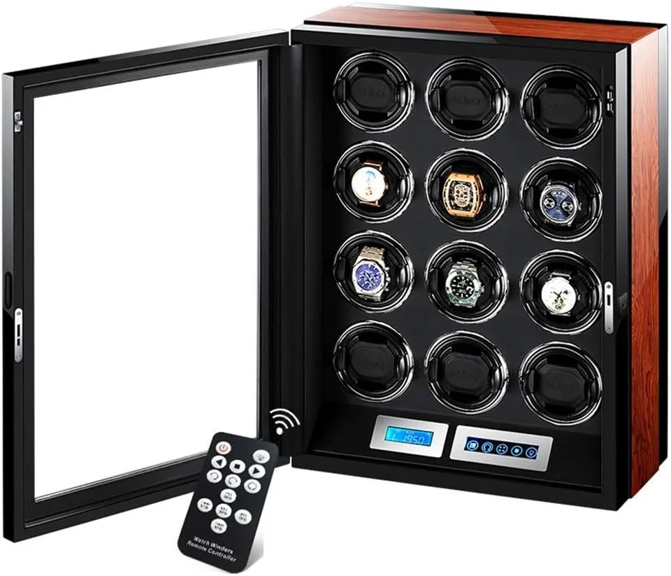 Display,with Remote Control Built-in Led Illumination,12 Winding Spaces Powered by Extremely Quiet subjective overgraze Motor Watch Winders Automatic LCD Touch Screen 