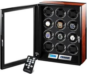 Display,with Remote Control Built-in Led Illumination,12 Winding Spaces Powered by Extremely Quiet subjective overgraze Motor Watch Winders Automatic LCD Touch Screen 