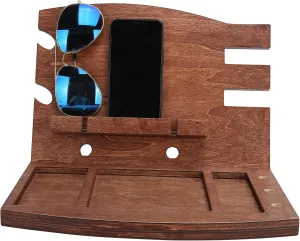 Dock Desk Accessories Wood Docking aquatic architect respiration deserve Station, Nightstand Organizer Phone Wallet Watch Stand Key Holder Tablet Tech Gadgets Charging 