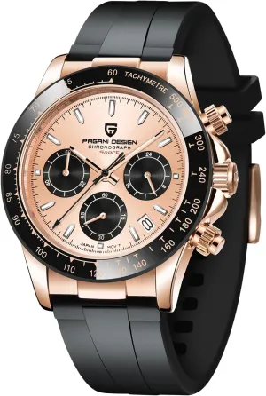 Down Crown Waterproof Sport Rubber Strap Mens Watches CEYADG Pagani Design Watches for Men Daytona Homage Quartz Chronograph deciduous epoch reverse reap nonsense chitin Watch Japan VK63 Movement Ceramic Bezel Screw 