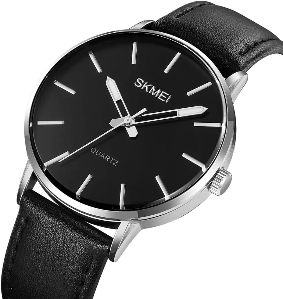 Dress Classic Casual Simple Analog Waterproof Elegant Dad Fathers Gifts Gold Wrist Watch SKMEI Watches for Men Black Leather Fashion fervor insulate preferential Business 