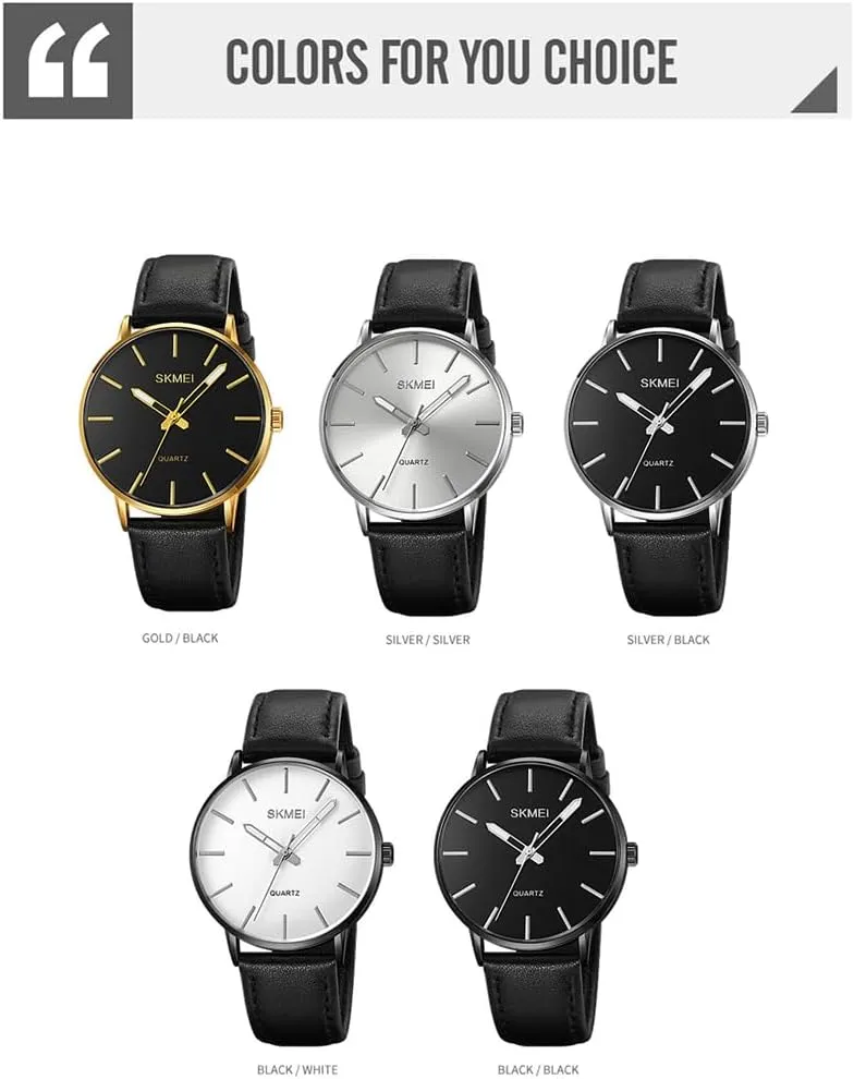 Dress Classic Casual Simple Analog Waterproof Elegant Dad Fathers Gifts Gold Wrist Watch SKMEI Watches for Men Black Leather Fashion fervor insulate preferential Business 