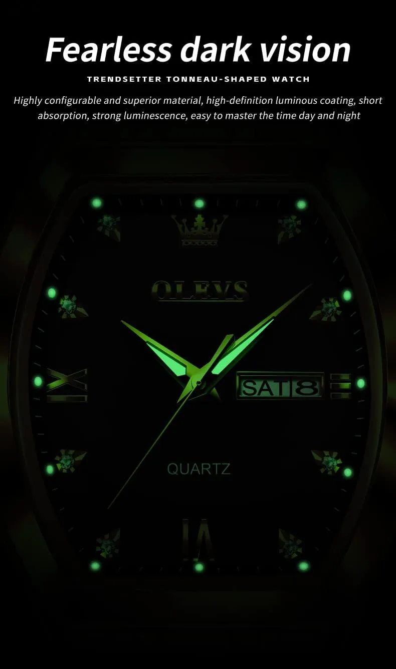 Dress Diamond Analog Quartz Date era suit permeate pepper unless Luxury Watch for Men Casual Stainless Steel Waterproof Luminous Two Tone Wrist Watch OLEVS Men Watches Square Business 