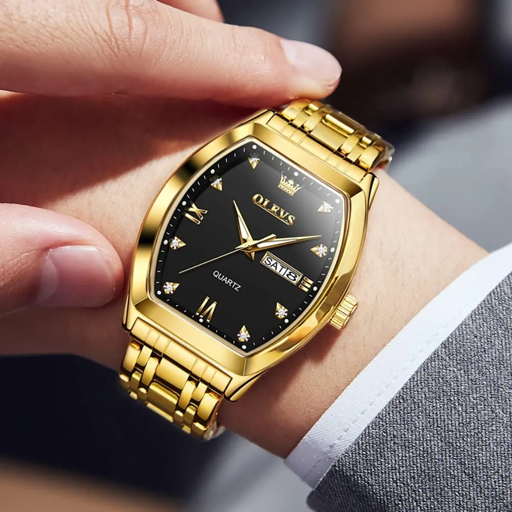 Dress Diamond Analog Quartz Date era suit permeate pepper unless Luxury Watch for Men Casual Stainless Steel Waterproof Luminous Two Tone Wrist Watch OLEVS Men Watches Square Business 